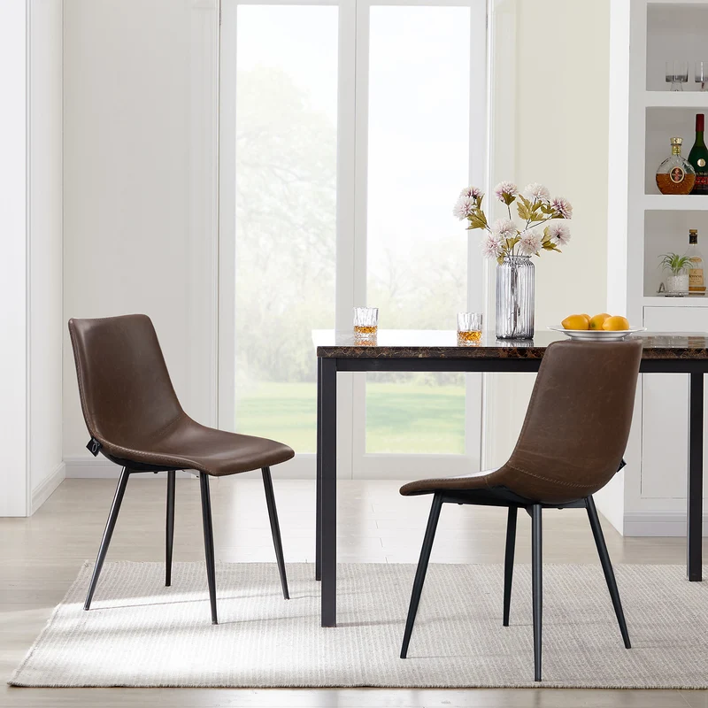 B-Ware MILES 2er Set Esszimmerstühle Kunstleder Braun