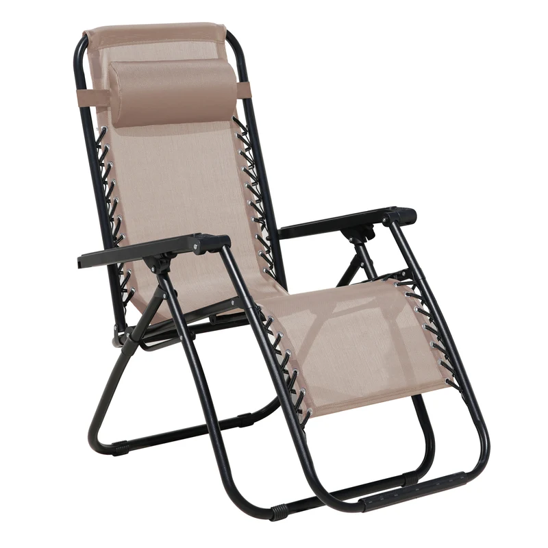 B-Ware Gartenstuhl 2er Set mit Kopfkissen Beige