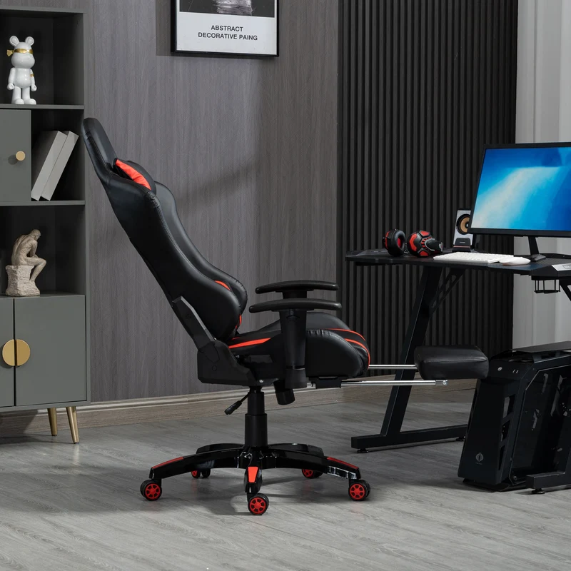 B-Ware Gaming Sessel mit Fußraste Schwarz-rot