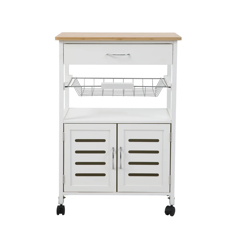 B-Ware Küchenwagen MDF/Bambus Weiß