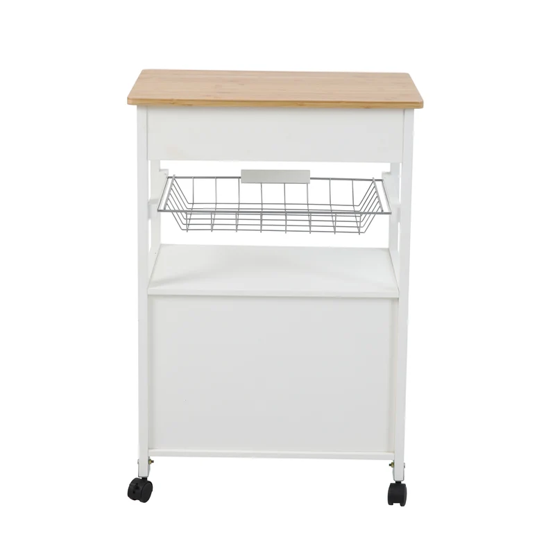 B-Ware Küchenwagen MDF/Bambus Weiß