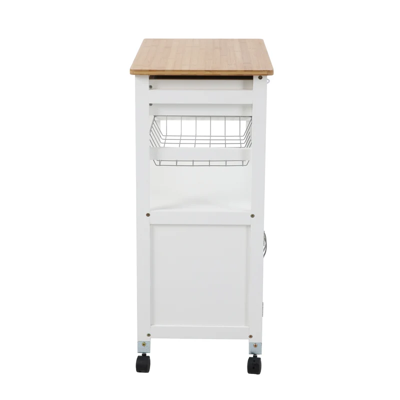 B-Ware Küchenwagen MDF/Bambus Weiß