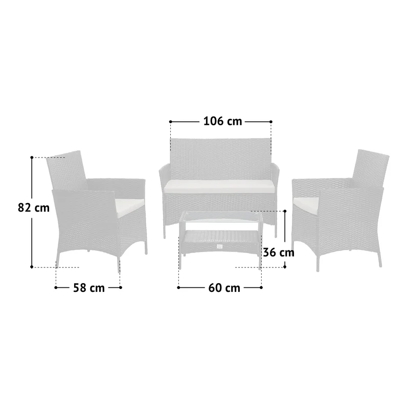 B-Ware BROOKLYN Rattan Sitzgruppe Schwarz