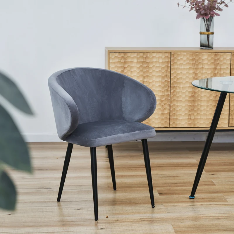 B-Ware AUDREY 2er Set Esszimmerstühle Dunkelgrau Samt
