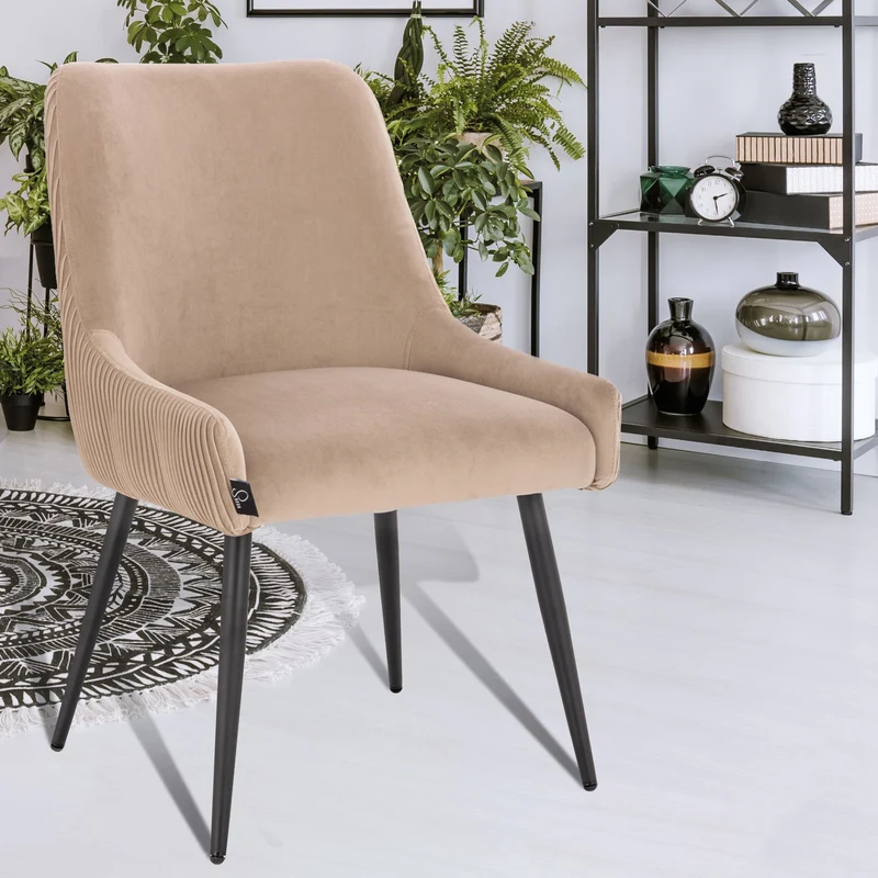 B-Ware ISABELLE 2er Set Esszimmerstühle Samt Taupe