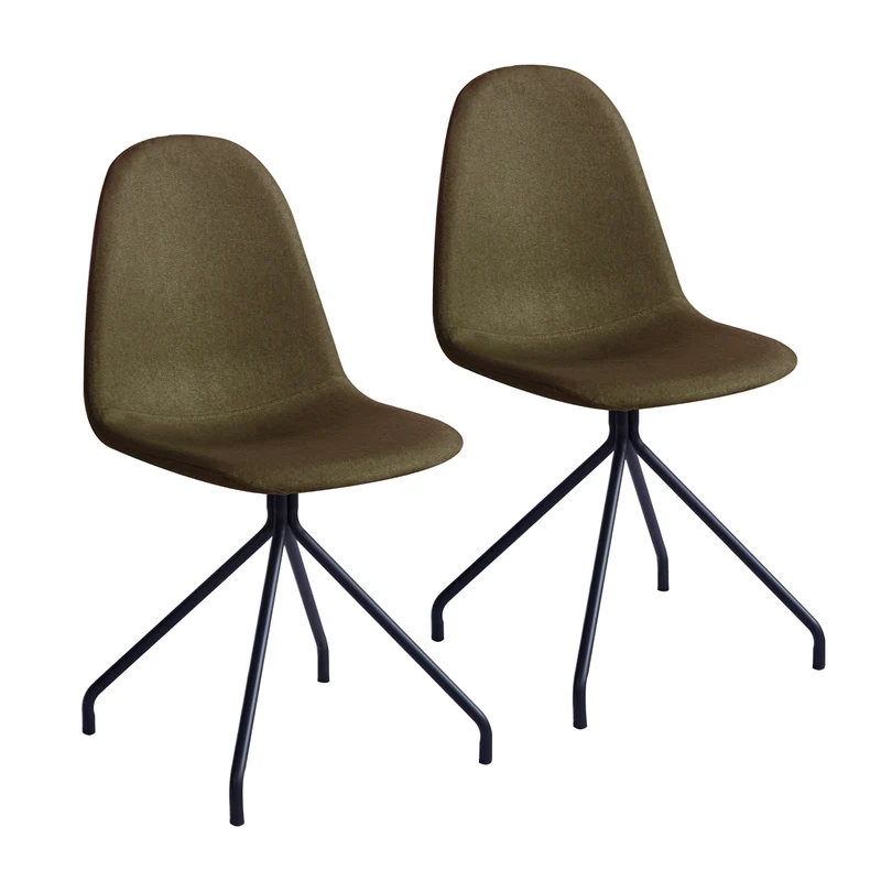 B-Ware 2er-Set Esszimmerstuhl Polyester Oliv-Grün