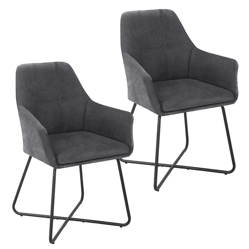 B-Ware JOSIE Dining 2er-Set Esszimmerstuhl Stoff Dunkelgrau
