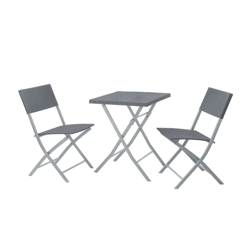 B-Ware Poly-Rattan Bistro-Set Grau