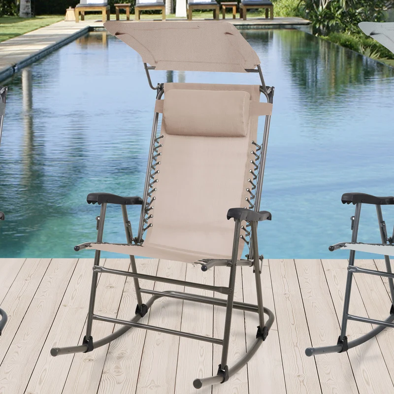 B-Ware Faltbarer Schaukelstuhl Sonnenschutz Beige