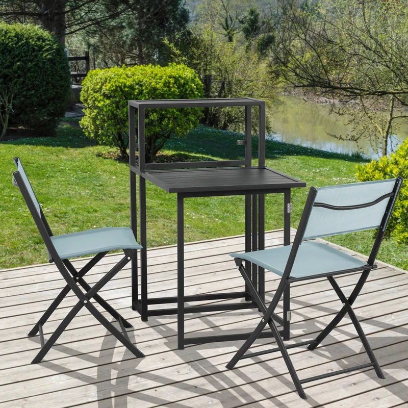 B-Ware Balkonset platzsparend Grau/Blau