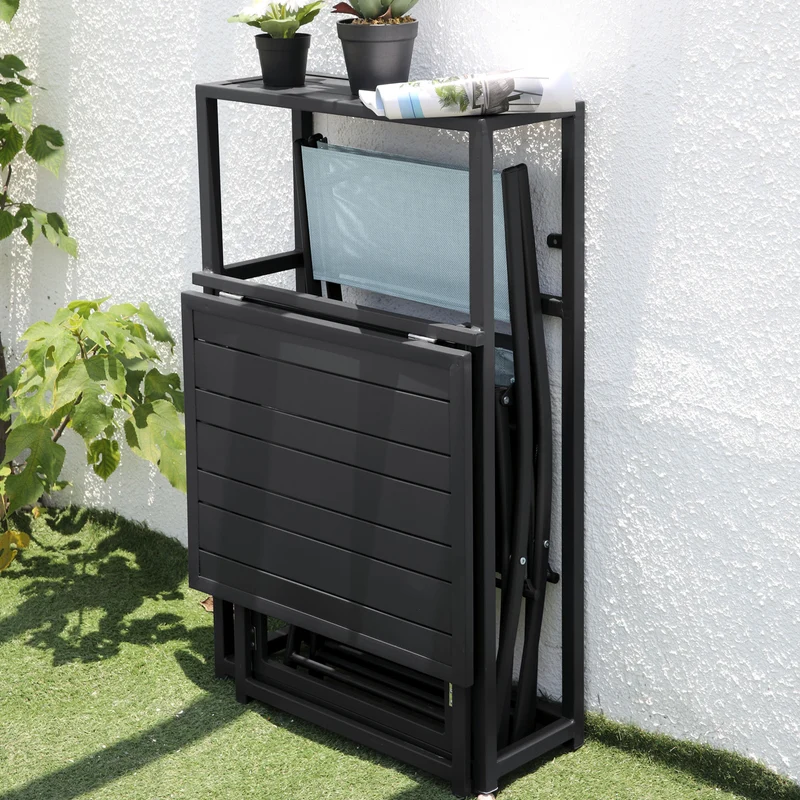B-Ware Balkonset platzsparend Grau/Blau