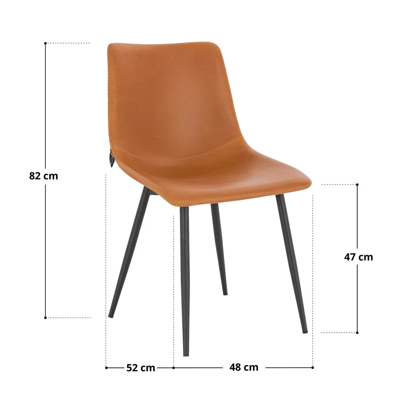 B-Ware MILES 2er Set Esszimmerstühle Kunstleder Cognac
