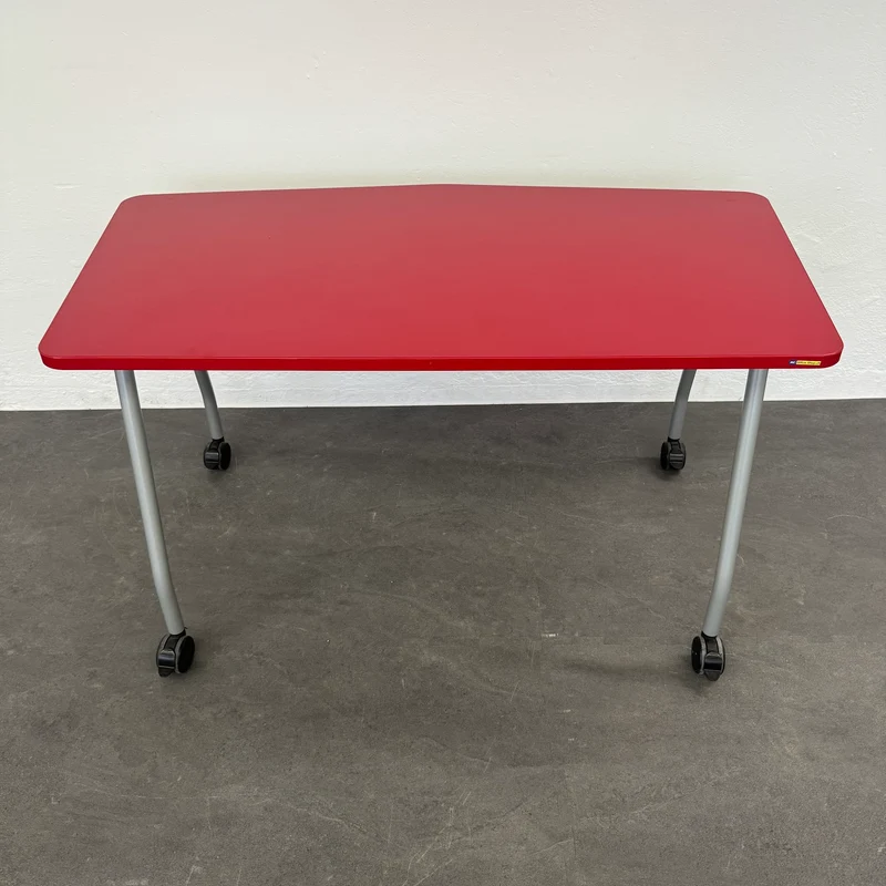 Steelcase Education Roll-Schreibtisch Rot-Silbergrau