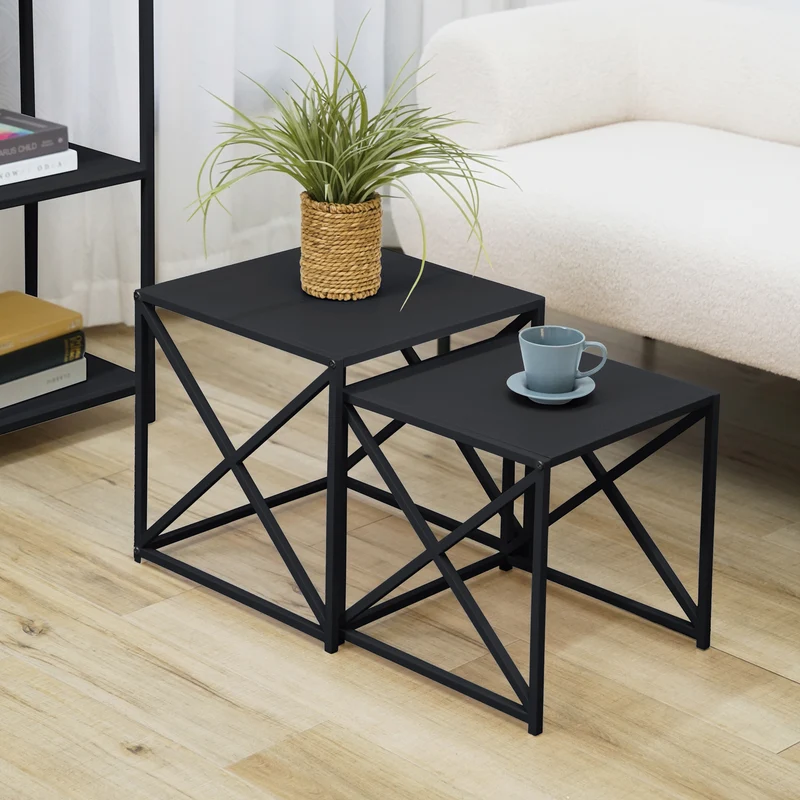 B-Ware GEMO 2er Set Beistelltische Schwarz
