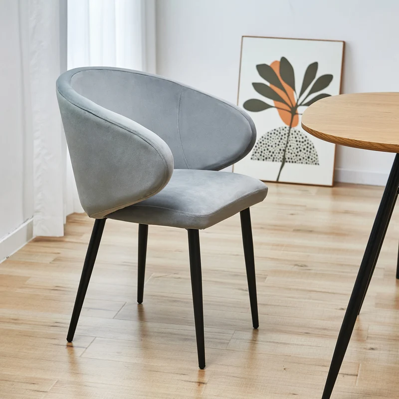 B-Ware AUDREY 2er Set Esszimmerstühle Grau Samt