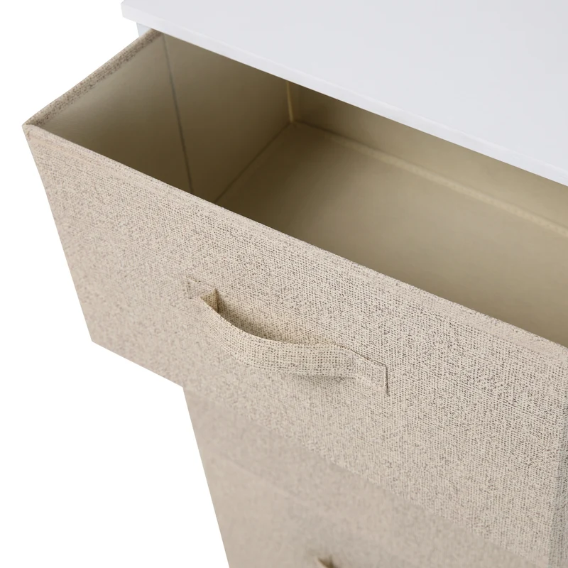 B-Ware NELJA Regal Stoffschubladen Weiß/Beige