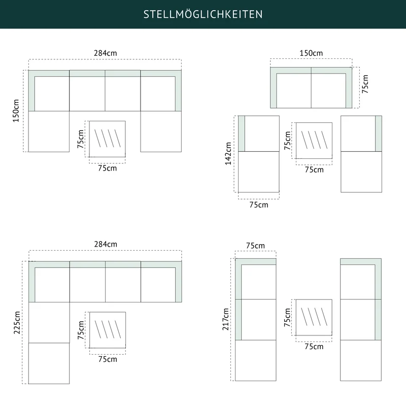 Set LUGANO + Abdeckhaube Schwarz