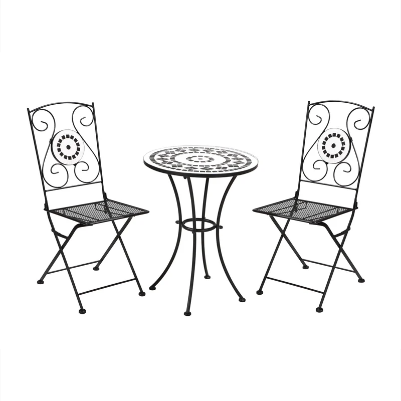 B-Ware Bistro Set Mosaik Schwarz