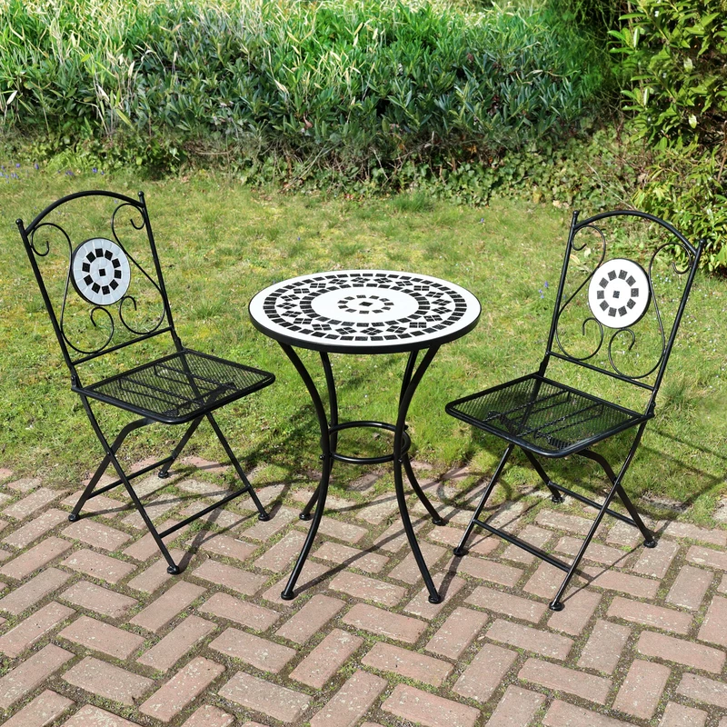 B-Ware Bistro Set Mosaik Schwarz