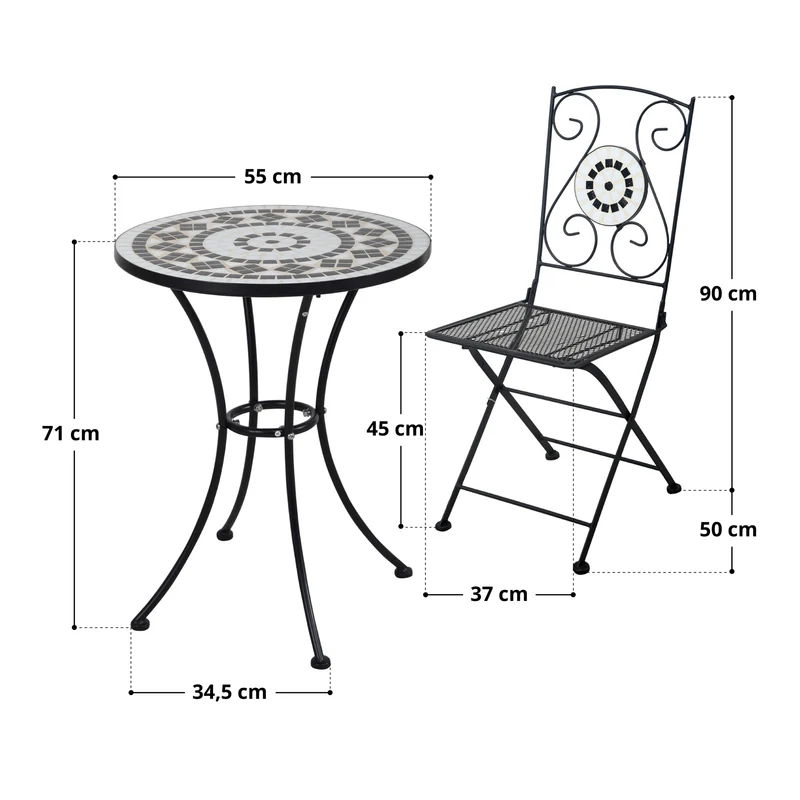 B-Ware Bistro Set Mosaik Schwarz