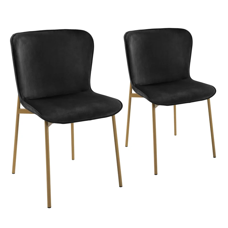 B-Ware MARY 2er Set Esszimmerstühle Schwarz/Gold
