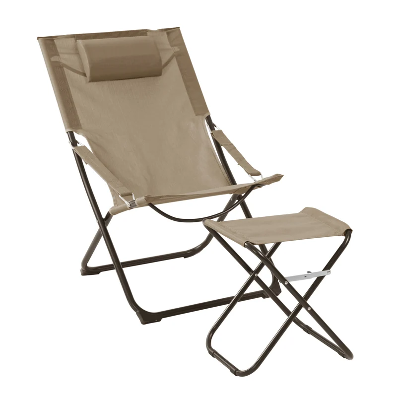 B-Ware TOMRA Liegestuhl Fußhocker Taupe/Sandfarben