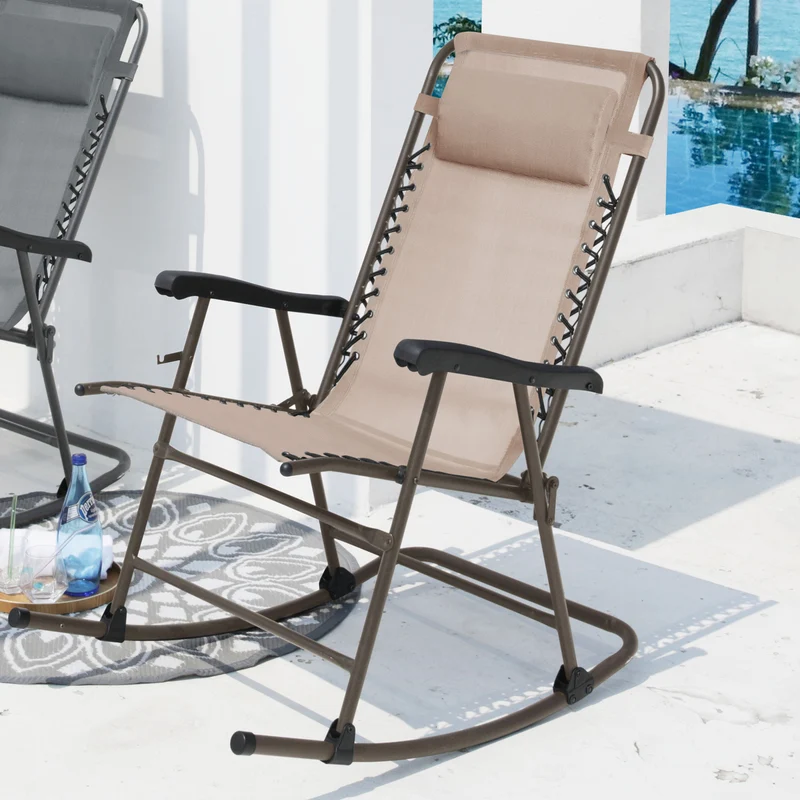 B-Ware Faltbarer Schaukelstuhl Beige/Sandfarben
