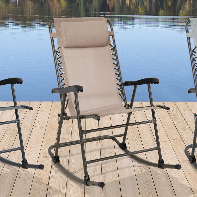 B-Ware Faltbarer Schaukelstuhl Beige/Sandfarben