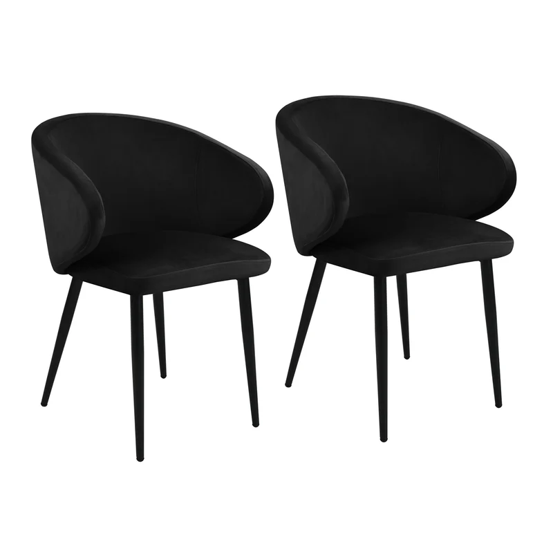B-Ware AUDREY 2er Set Esszimmerstühle Schwarz Samt