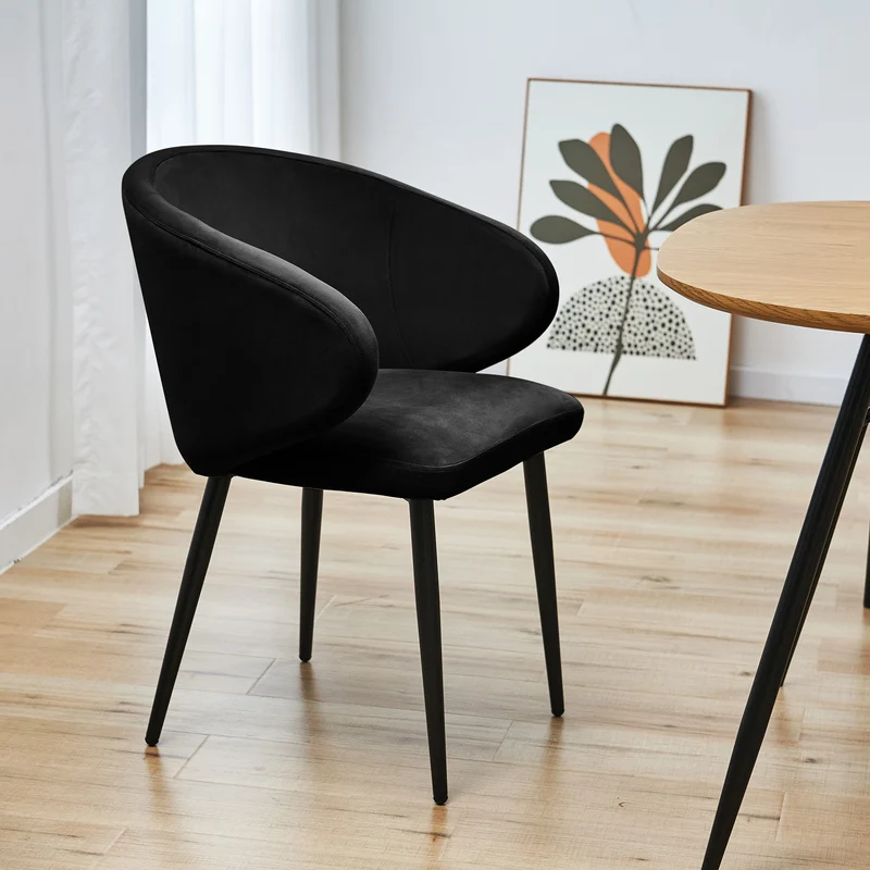 B-Ware AUDREY 2er Set Esszimmerstühle Schwarz Samt