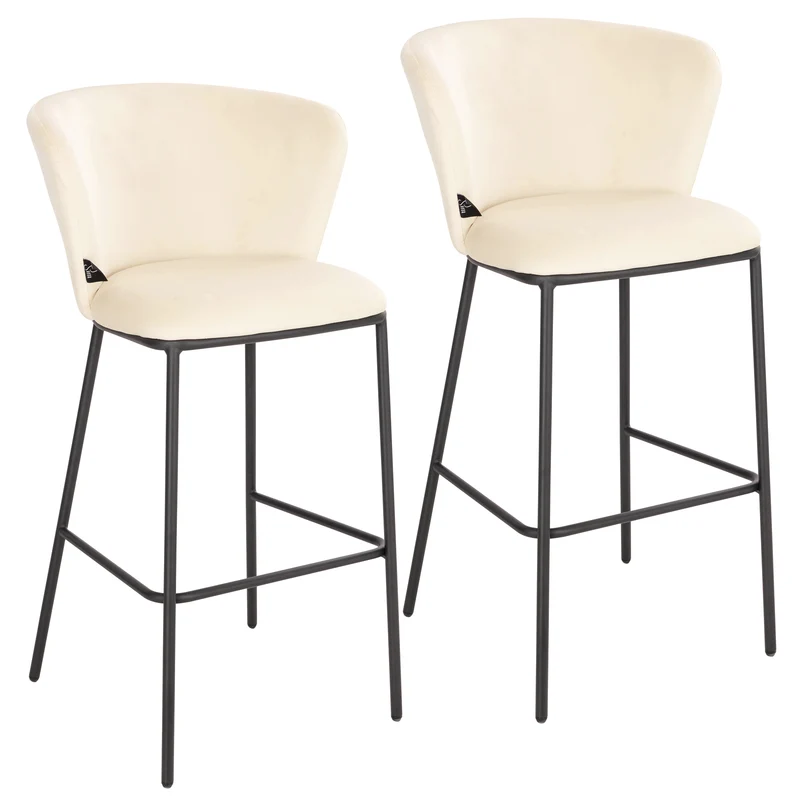 B-Ware KATE 2er Set Barhocker Samt Beige