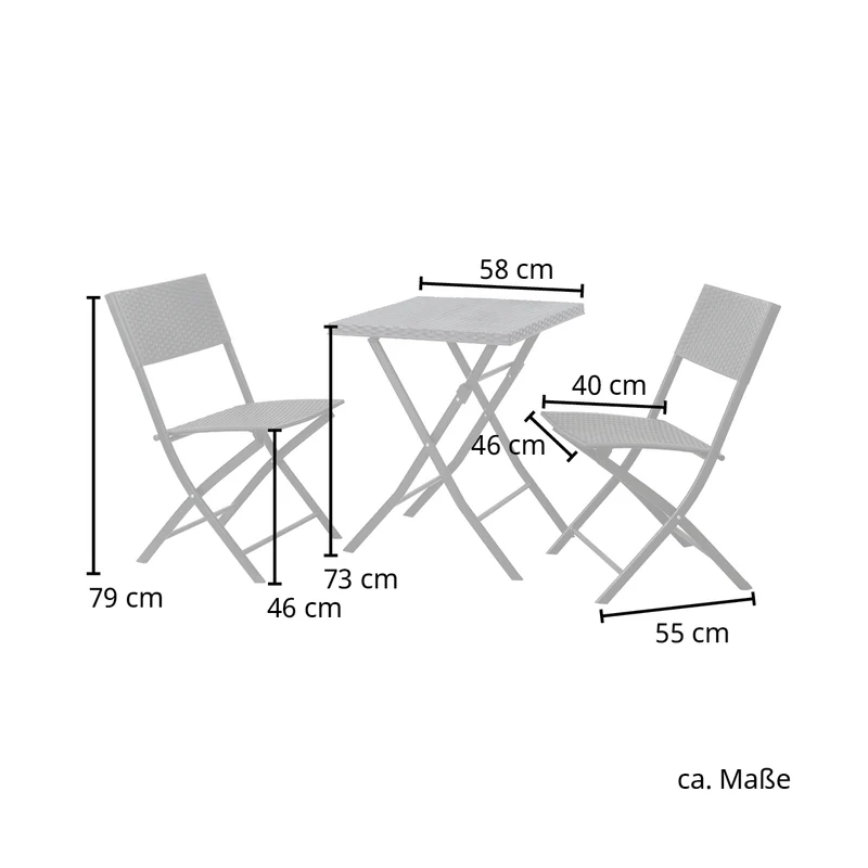 B-Ware Poly-Rattan Bistro-Set Schwarz