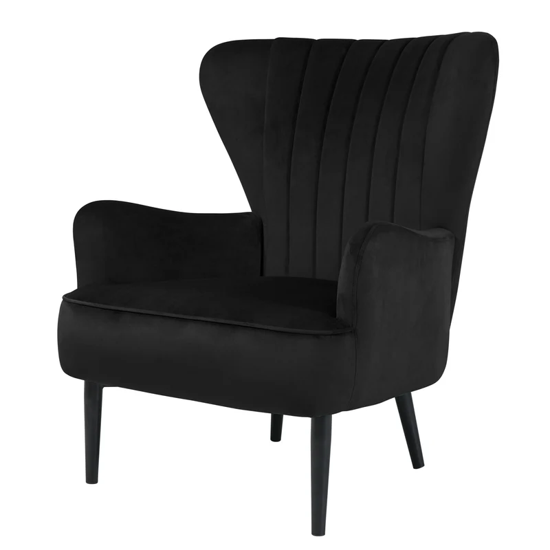B-Ware ARTHUR Ohrensessel Samt Schwarz