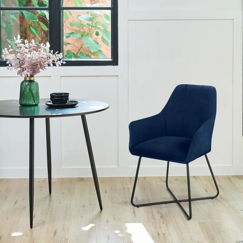 B-Ware JOSIE Dining 2er-Set Esszimmerstuhl Samt Dunkelblau