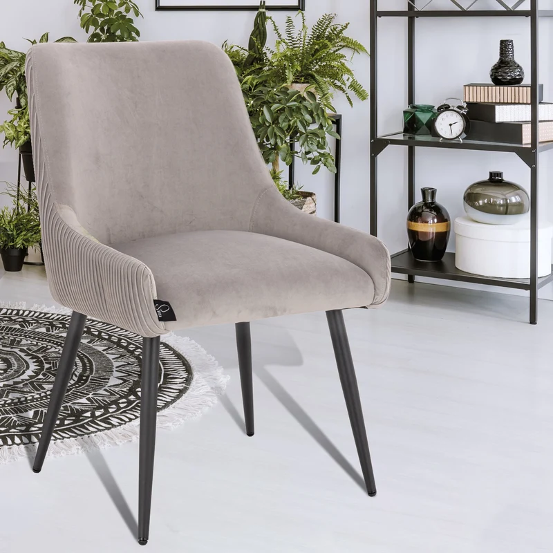 B-Ware ISABELLE 2er Set Esszimmerstühle Samt Grau