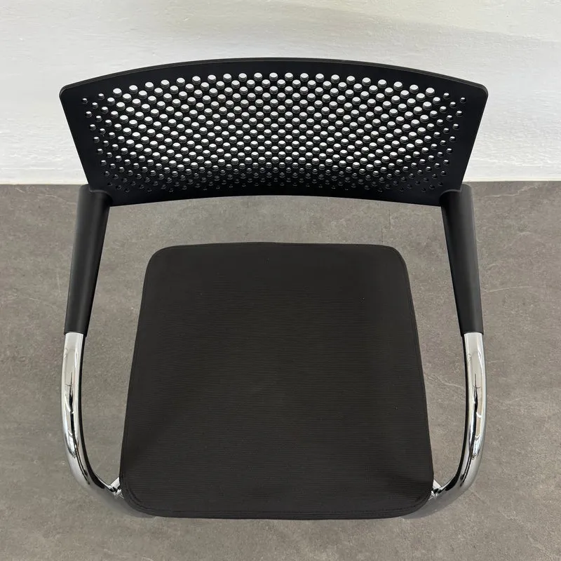 Vitra Visavis 2 Freischwinger - stapelbar - Anthrazit - ohne Gleiter
