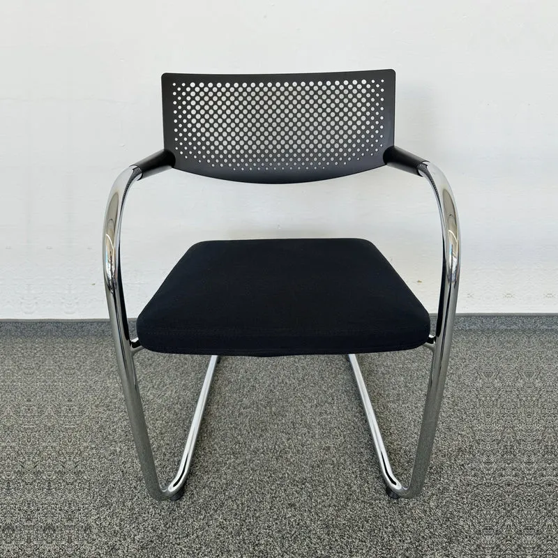 Vitra Visavis 2 Freischwinger - stapelbar - Schwarz - mit Gleiter