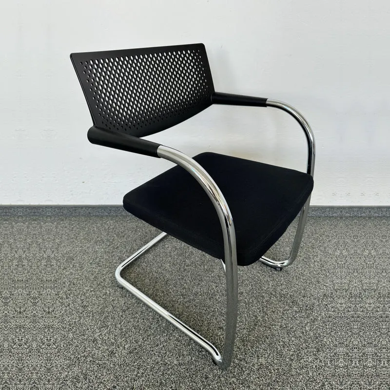 Vitra Visavis 2 Freischwinger - stapelbar - Schwarz - mit Gleiter