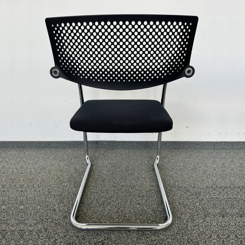 Vitra Visavis 2 Freischwinger - stapelbar - Schwarz - mit Gleiter