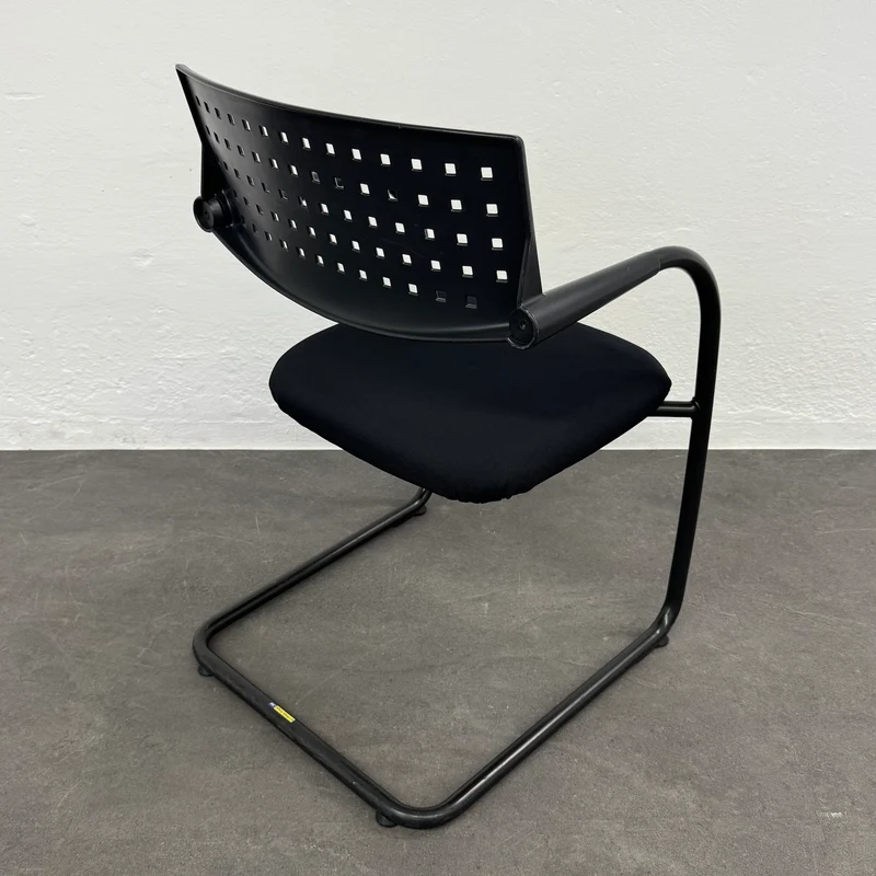 Vitra Visavis Freischwinger - stapelbar - Schwarz-Schwarz