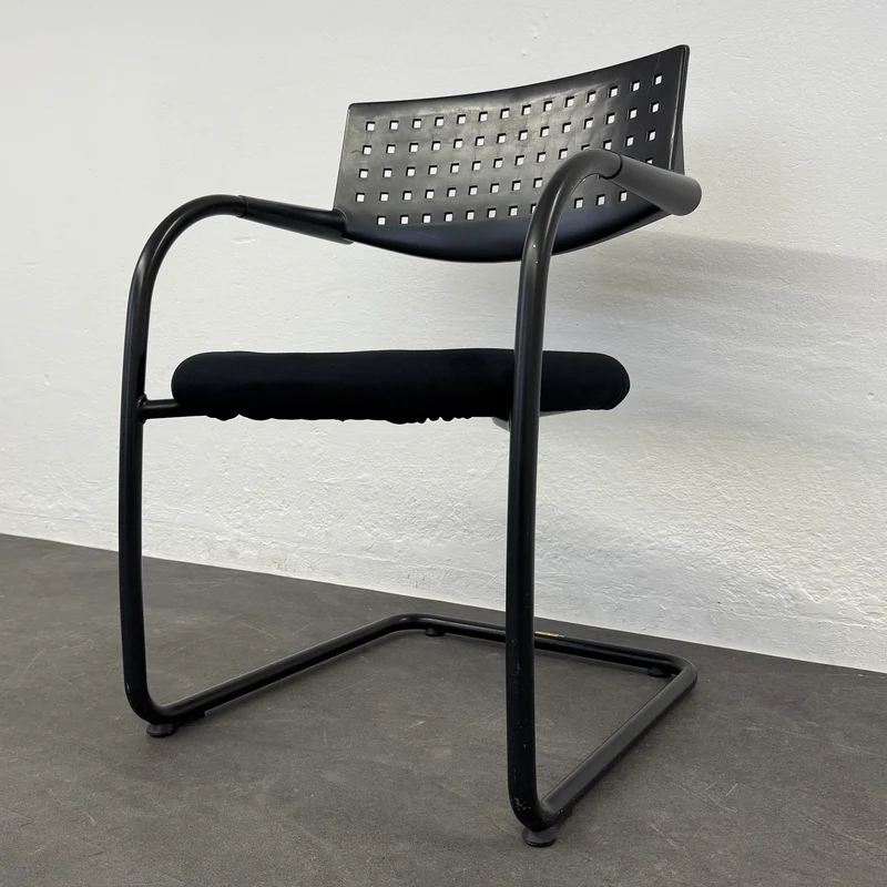 Vitra Visavis Freischwinger - stapelbar - Schwarz-Schwarz