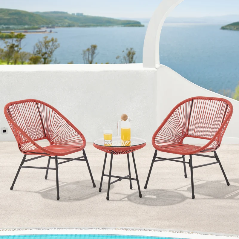 TULUM Balkon-Möbel 3-tlg. Garten-Möbel Set Balkonstühle mit Tisch