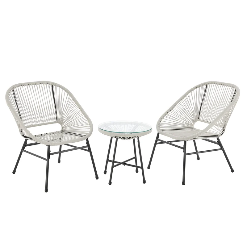 TULUM Balkon-Möbel 3-tlg. Garten-Möbel Set Balkonstühle mit Tisch