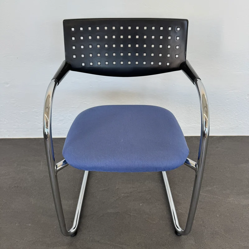 Vitra Visavis Freischwinger - stapelbar - Blau-Chrom