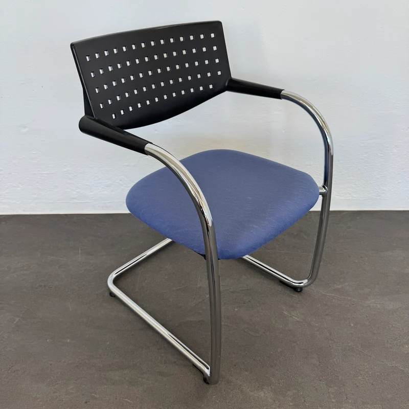 Vitra Visavis Freischwinger - stapelbar - Blau-Chrom