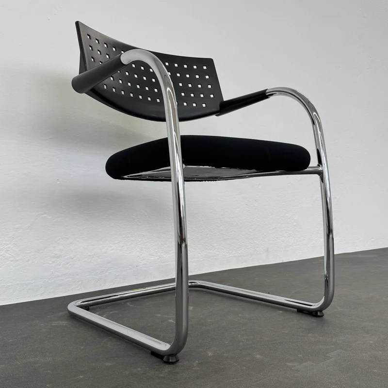 Vitra Visavis Freischwinger - Schwarz-Chrom