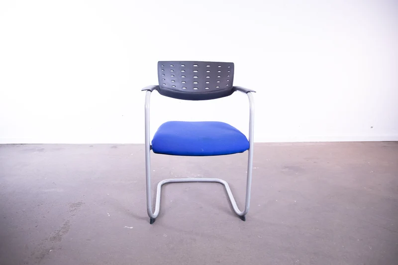 Rovo Chair "2425AS", Freischwinger, Stapelstuhl, Hellgrau/Schwarz/Blau