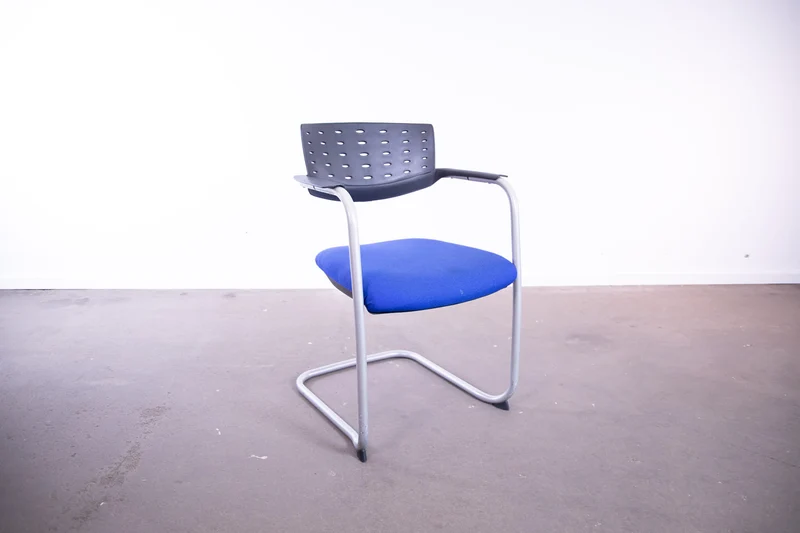 Rovo Chair "2425AS", Freischwinger, Stapelstuhl, Hellgrau/Schwarz/Blau