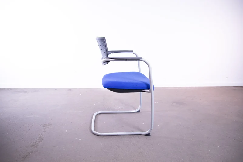 Rovo Chair "2425AS", Freischwinger, Stapelstuhl, Hellgrau/Schwarz/Blau