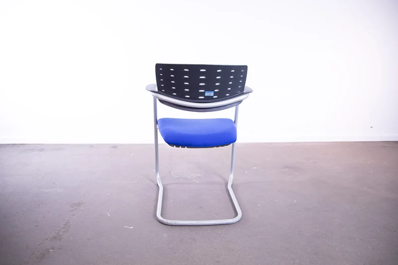 Rovo Chair "2425AS", Freischwinger, Stapelstuhl, Hellgrau/Schwarz/Blau